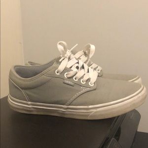 Size 9. Gray women’s Vans. Used, in good condition